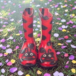 Koala Kids Red and Black Ladybug Rain Boots